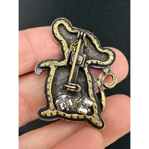 Vintage Pewter Brooch With Matching Pierced‎ Earrings Lot One Trinket Box Mouse - Picture 11 of 16